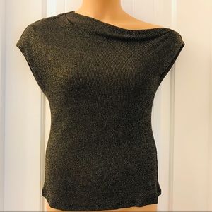 MICHAEL STARS | Black Gold Lurex Knit Top